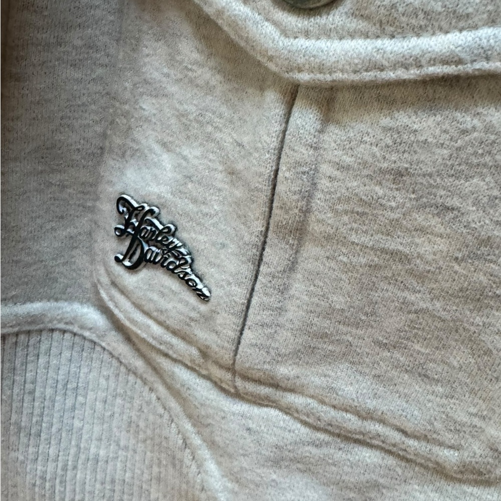 NWT Harley-Davidson Off-White/Gray Zip Sweater Jacket - Picture 3 of 5